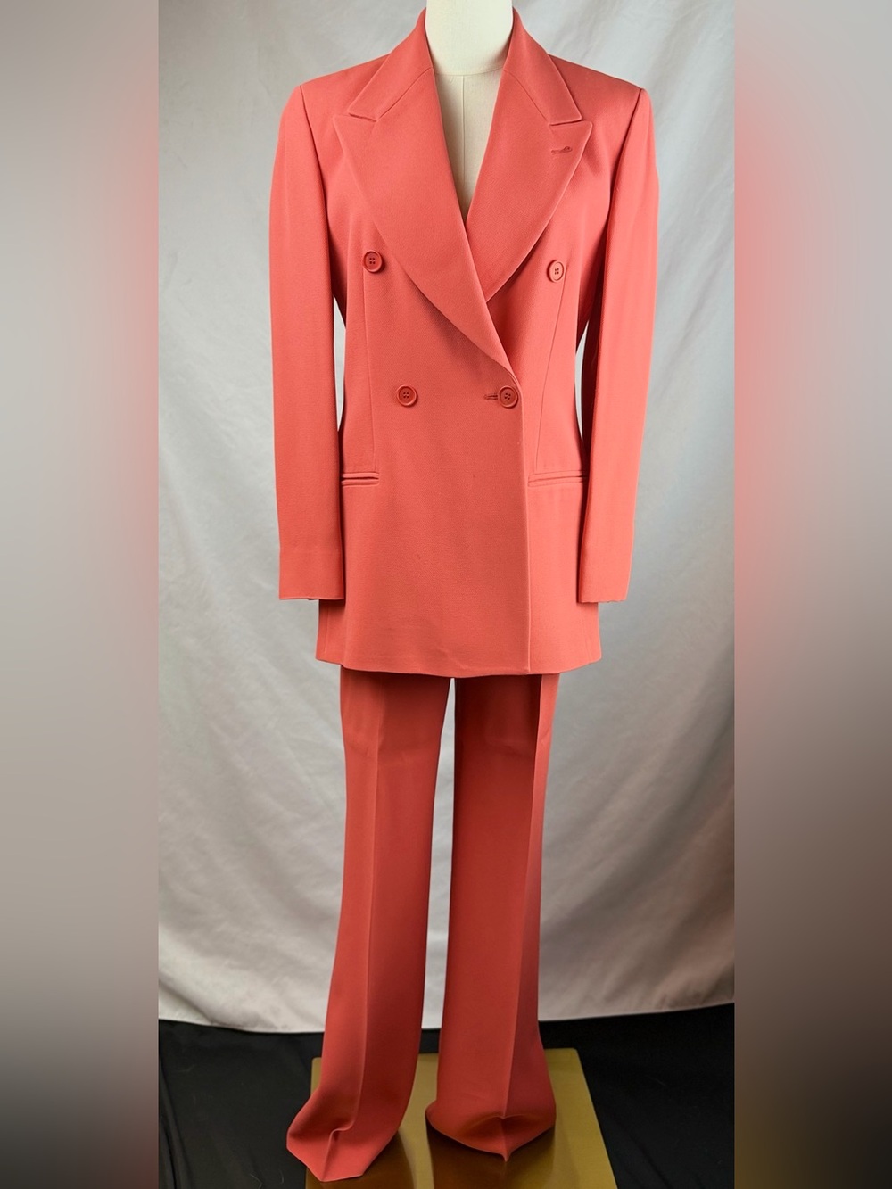 Vintage Emporio Armani Coral Double Breasted Pantsuit Made in Italy